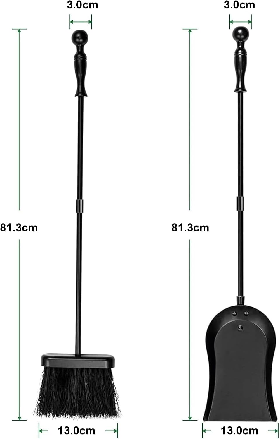 Ascheschaufel und Kaminbesen lang 81 cm – Ansicht 2 von 6