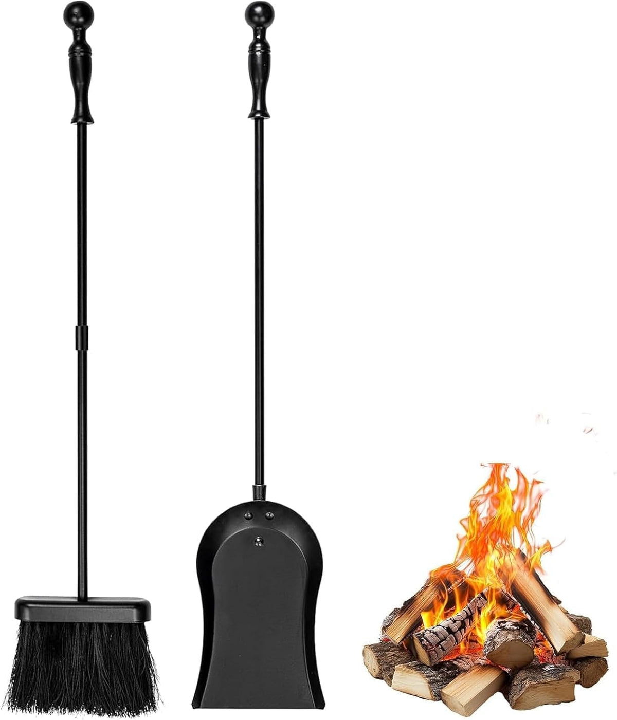 Ascheschaufel und Kaminbesen lang 81 cm – Ansicht 1 von 6