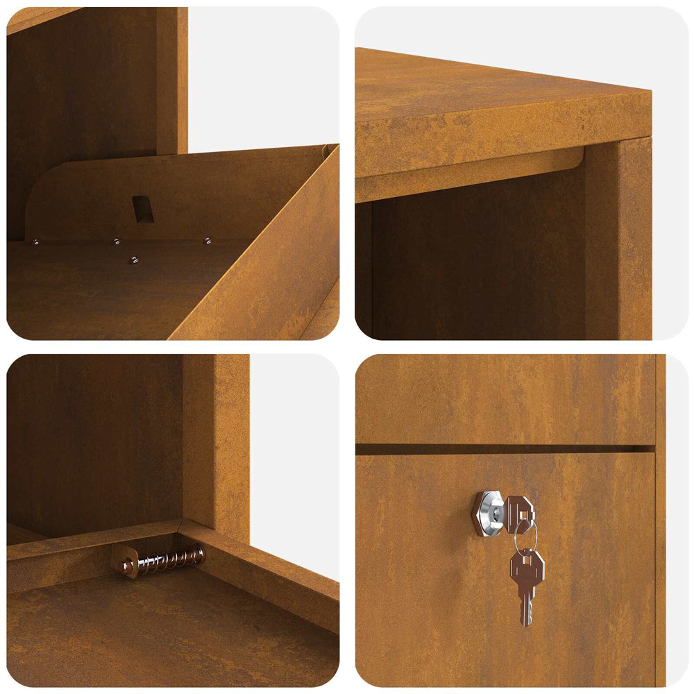 Paketbriefkasten Rostoptik 82 cm – Ansicht 9 von 14