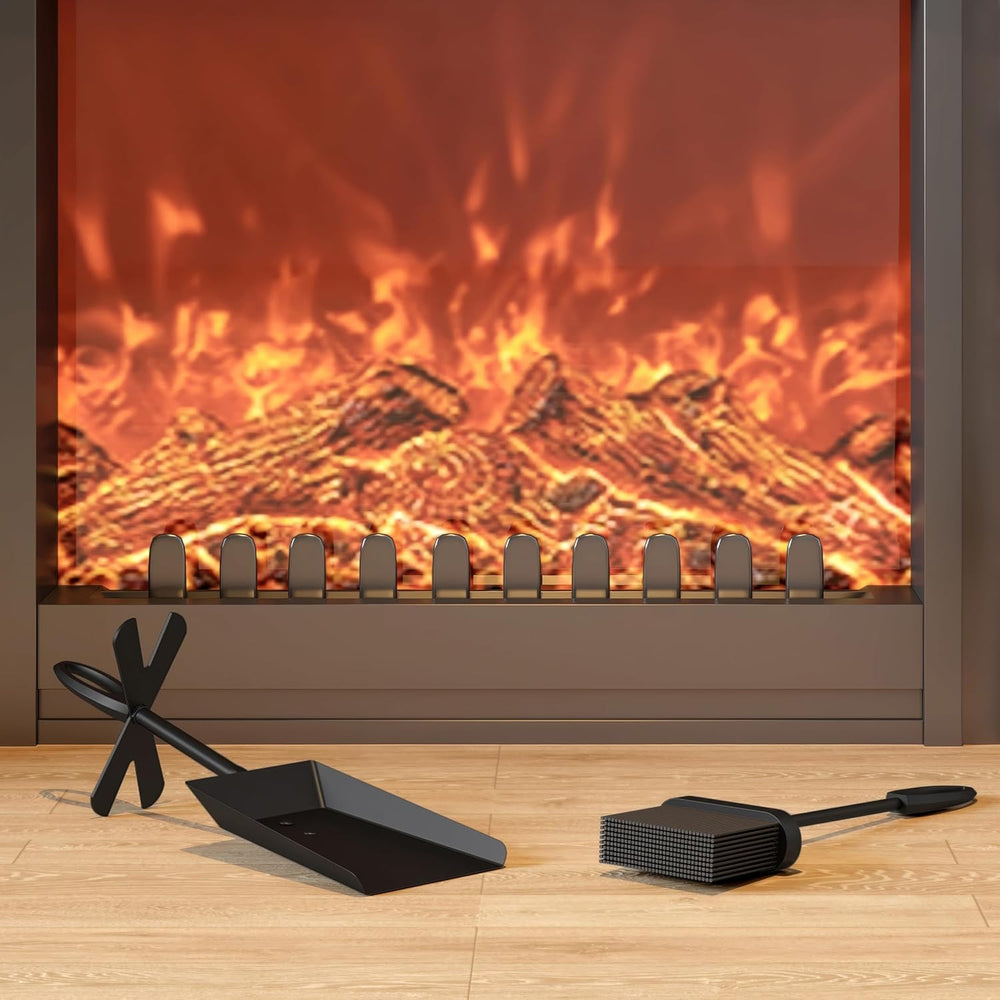 Kaminschaufel und Bürste Set Schwarz – Ansicht 2 von 9