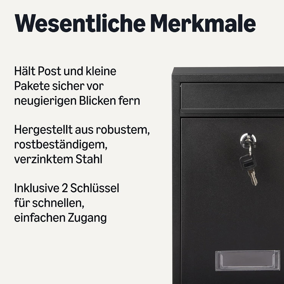 Wandbriefkasten Schwarz klein – Ansicht 2 von 5