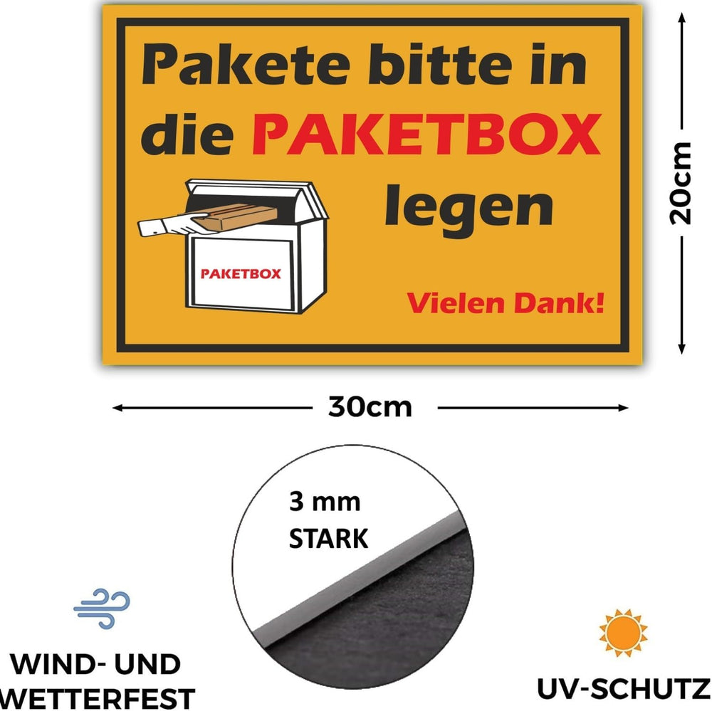 Paketbox-Schild PVC 30 × 20 cm – Ansicht 3 von 6