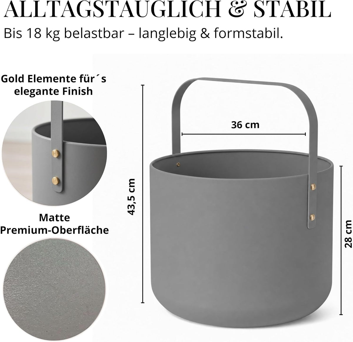 Kaminholzkorb Metall Grau modern – Ansicht 5 von 7