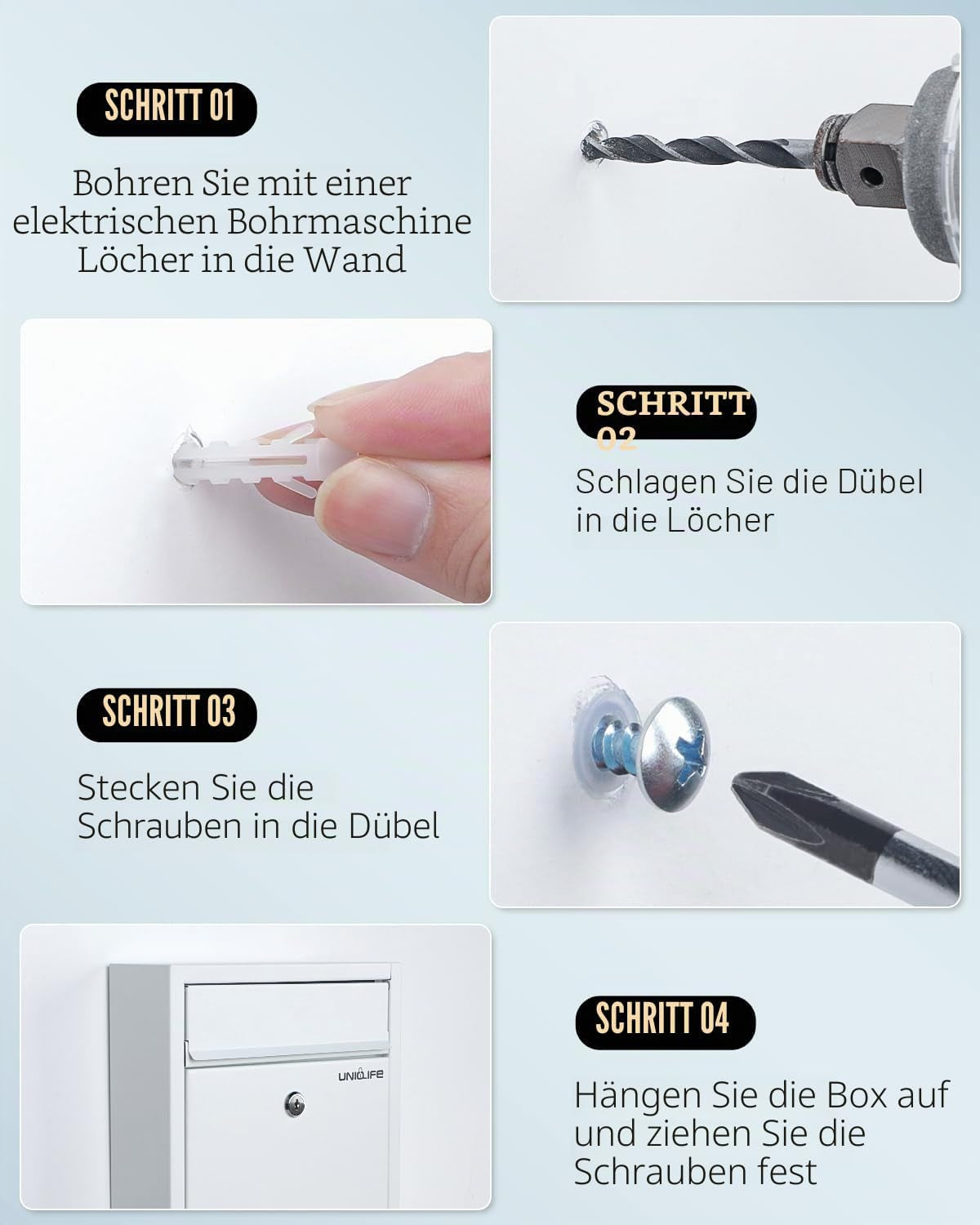 Wandbriefkasten Weiß schmal – Ansicht 5 von 7