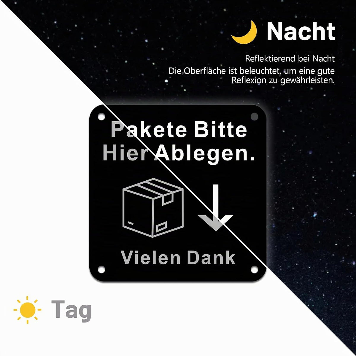 Paketbox-Schild Aluminium 10 × 10 cm – Ansicht 3 von 9