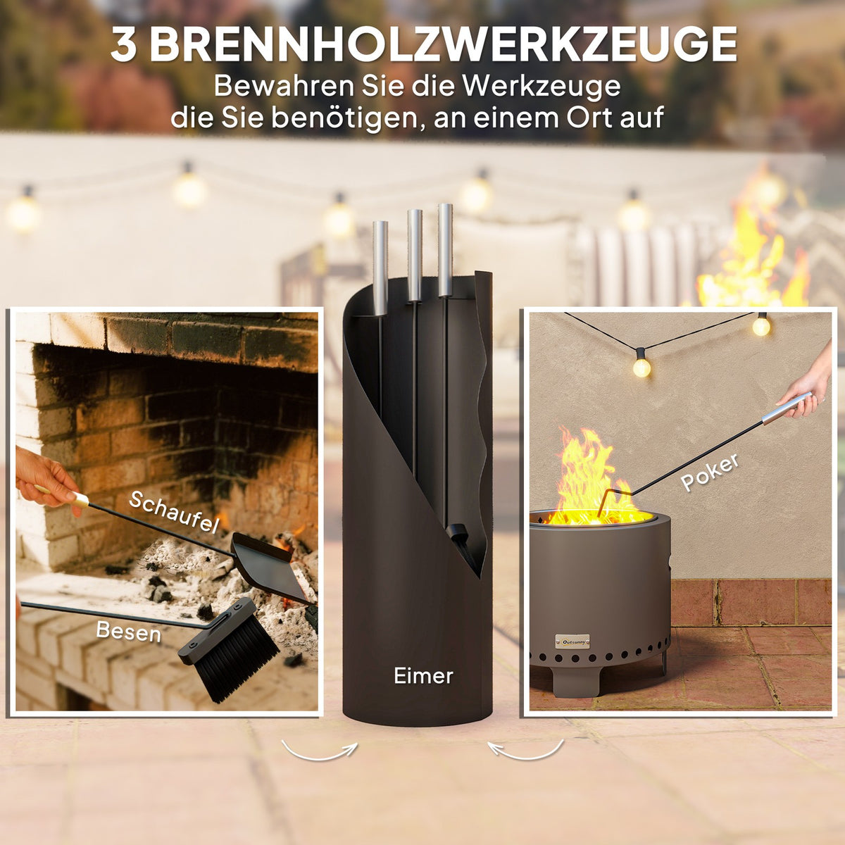 Kaminbesteck 4-teilig mit Eimer – Ansicht 5 von 10