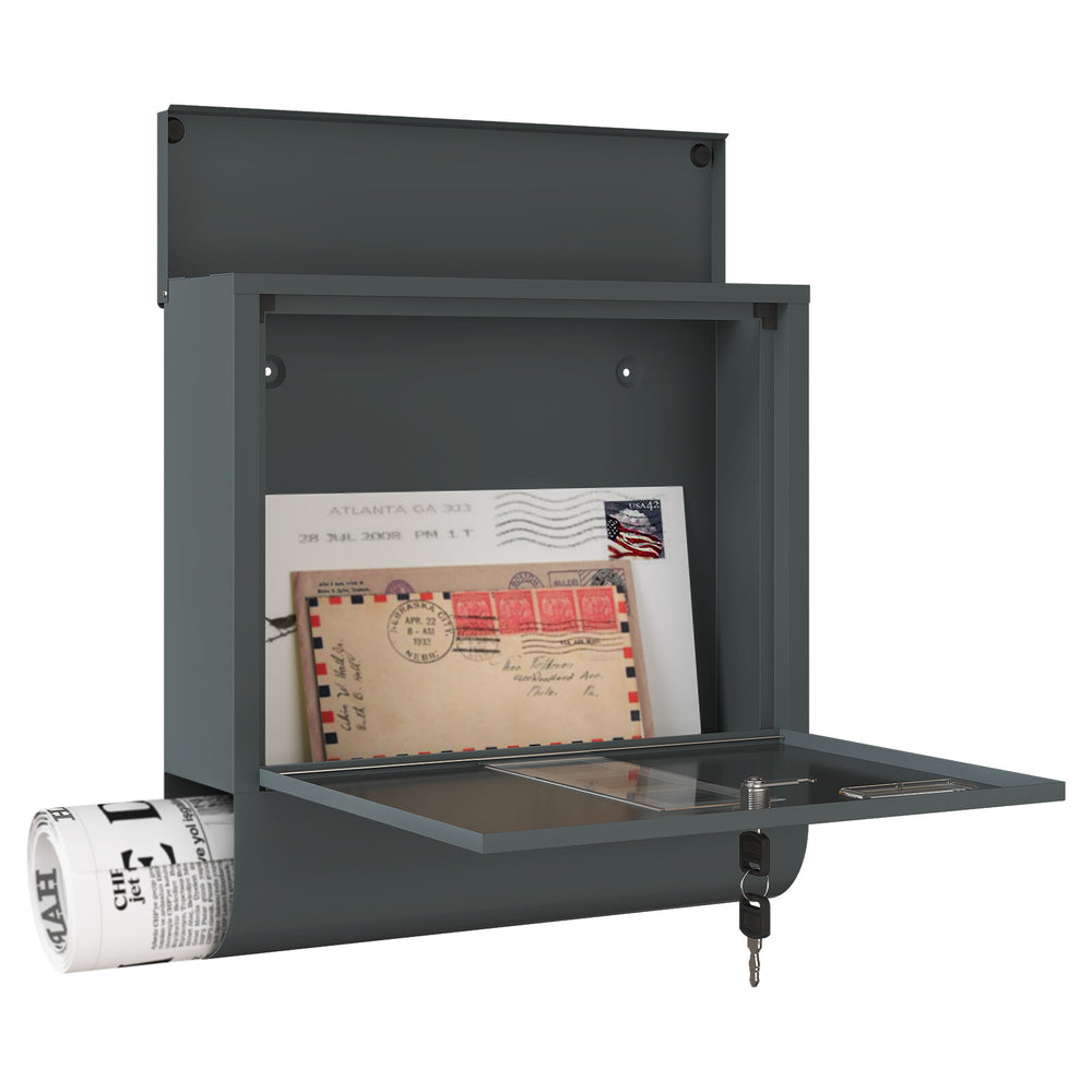 Wandbriefkasten Anthrazit mit Zeitungsfach – Ansicht 11 von 12