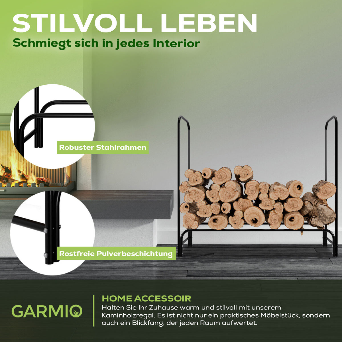 Kaminholzregal außen Metall Stahl – Ansicht 5 von 8