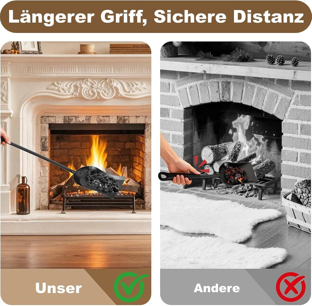 Ascheschaufel und Kaminbesen lang 81 cm – Ansicht 3 von 6