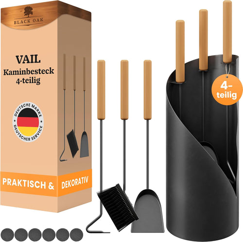 Kaminbesteck 4-teilig Schwarz modern – Ansicht 1 von 7