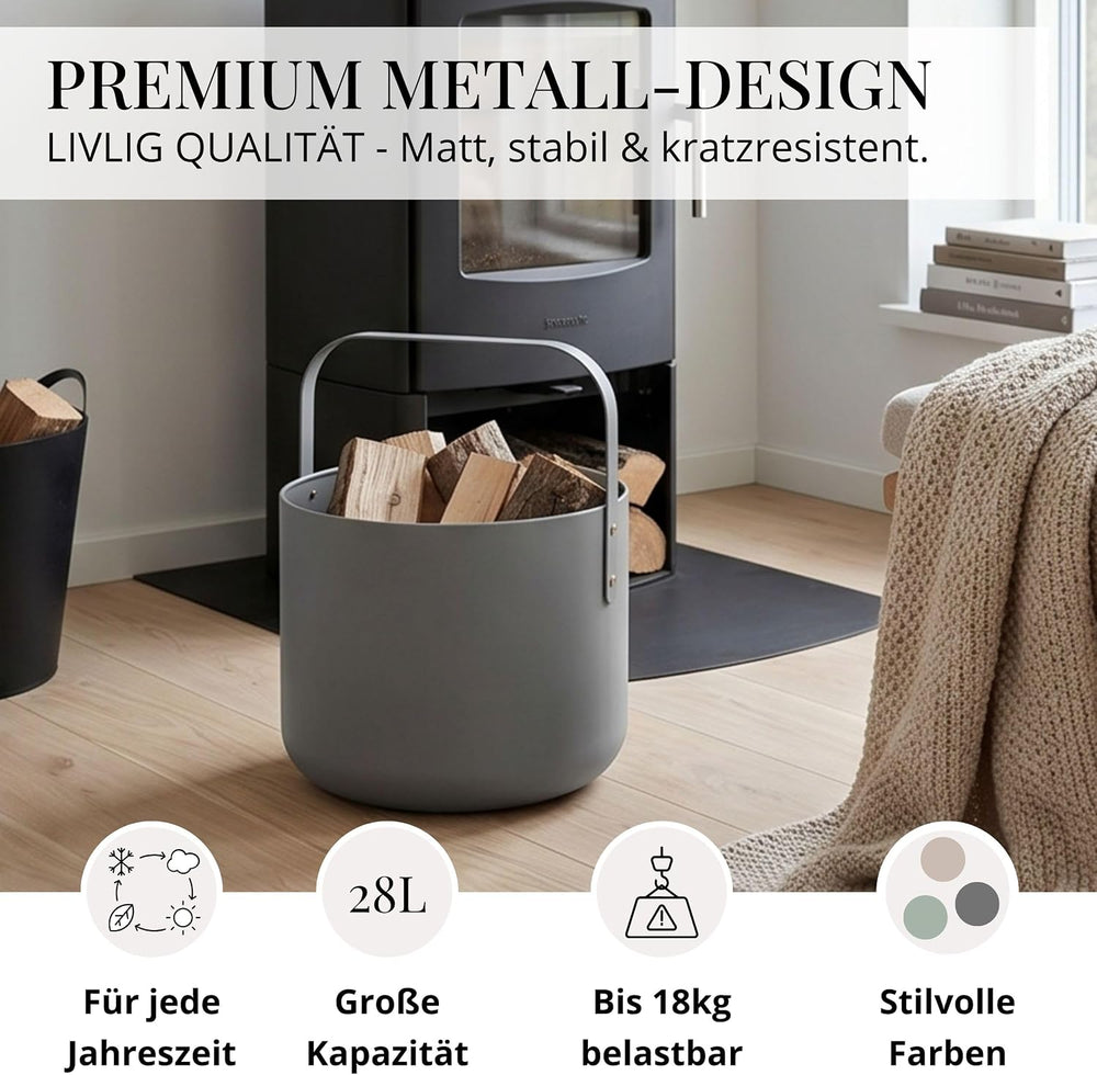 Kaminholzkorb Metall Grau modern – Ansicht 2 von 7