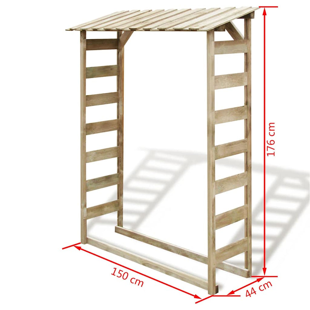 Brennholz-Unterstand Kiefernholz 176 cm hoch, Ansicht 7