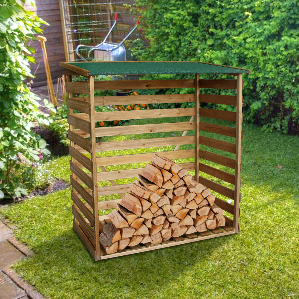 Kaminholzregal Holz mit Rückwand, Ansicht 2