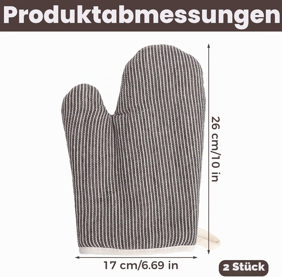 Ofenhandschuhe hitzebeständig Braun – Ansicht 2 von 7