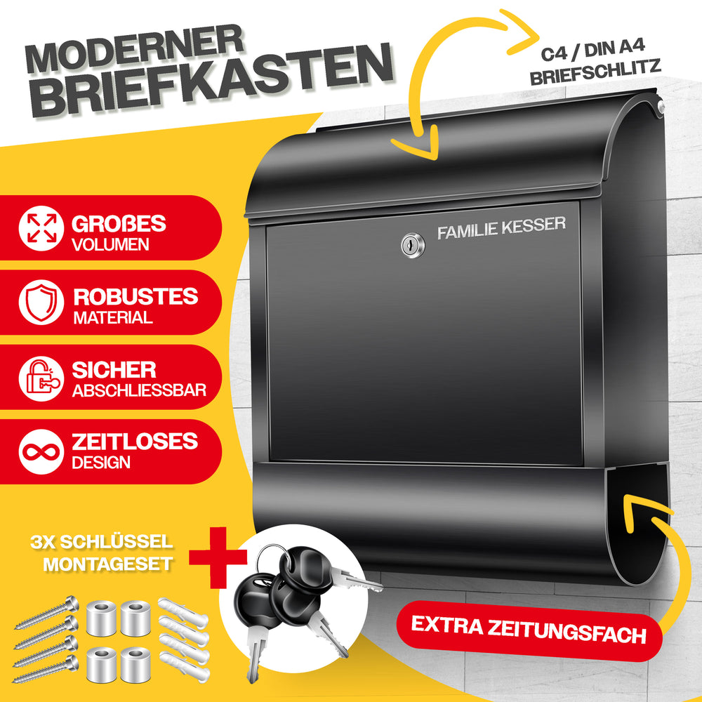 Wandbriefkasten KESSER XXL Edelstahl, Ansicht 10