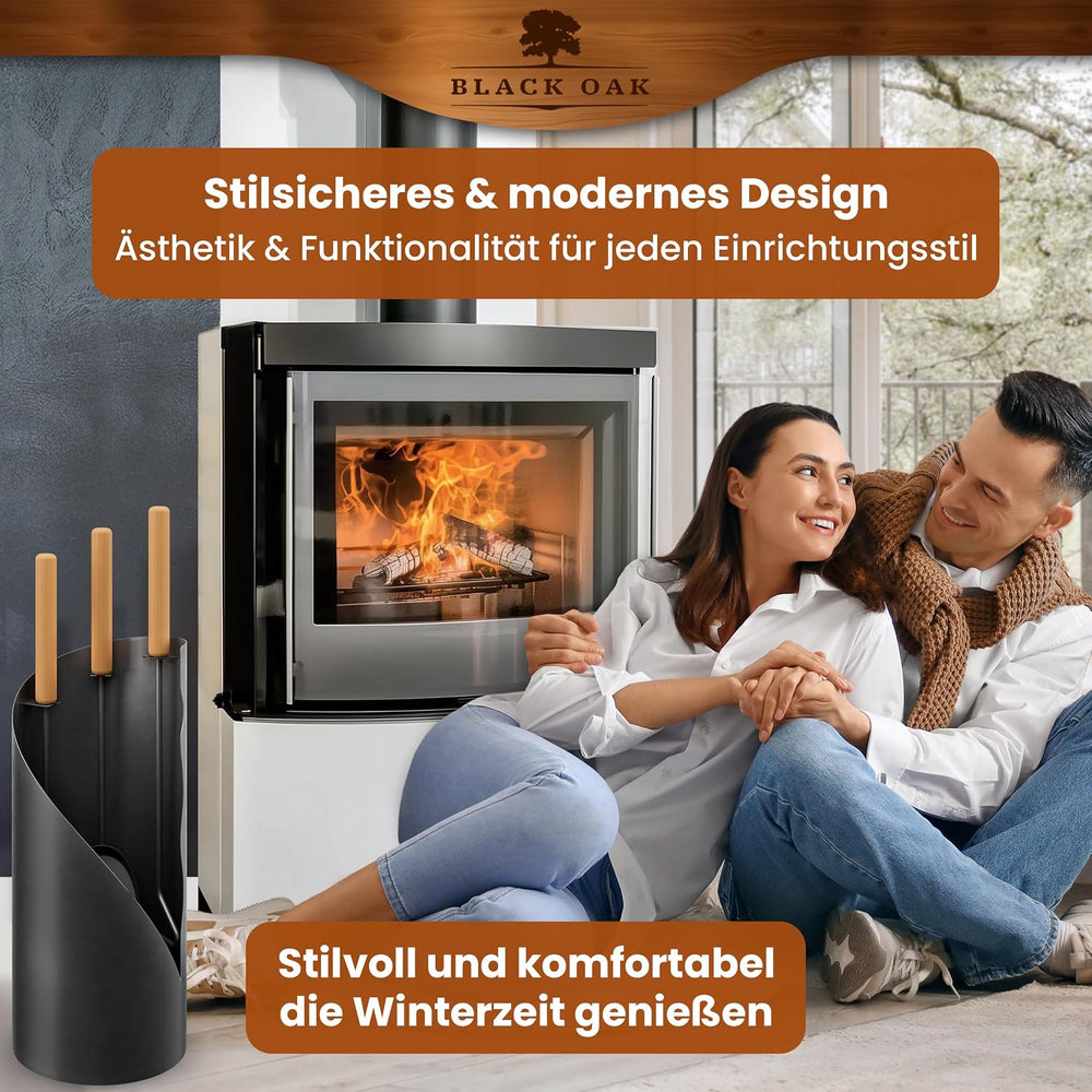 Kaminbesteck 4-teilig Schwarz modern – Ansicht 5 von 7