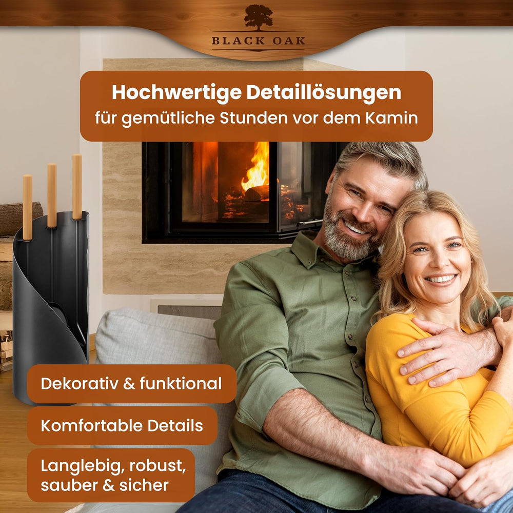 Kaminbesteck 4-teilig Schwarz modern – Ansicht 6 von 7
