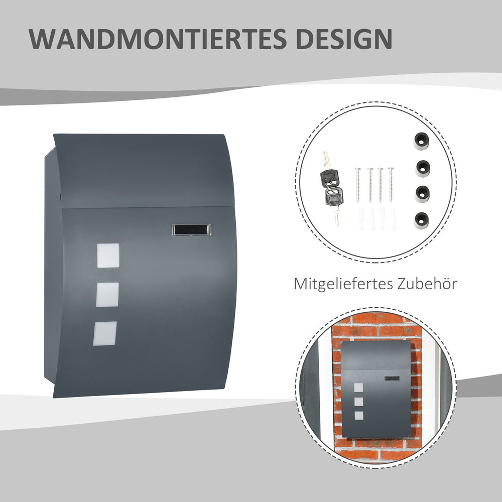 Wandbriefkasten Anthrazitgrau hoch, Ansicht 7