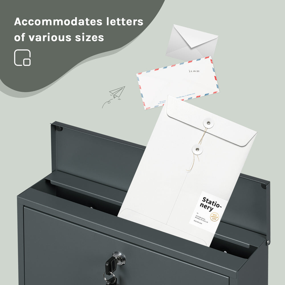 Wandbriefkasten Anthrazit mit Zeitungsfach – Ansicht 7 von 12