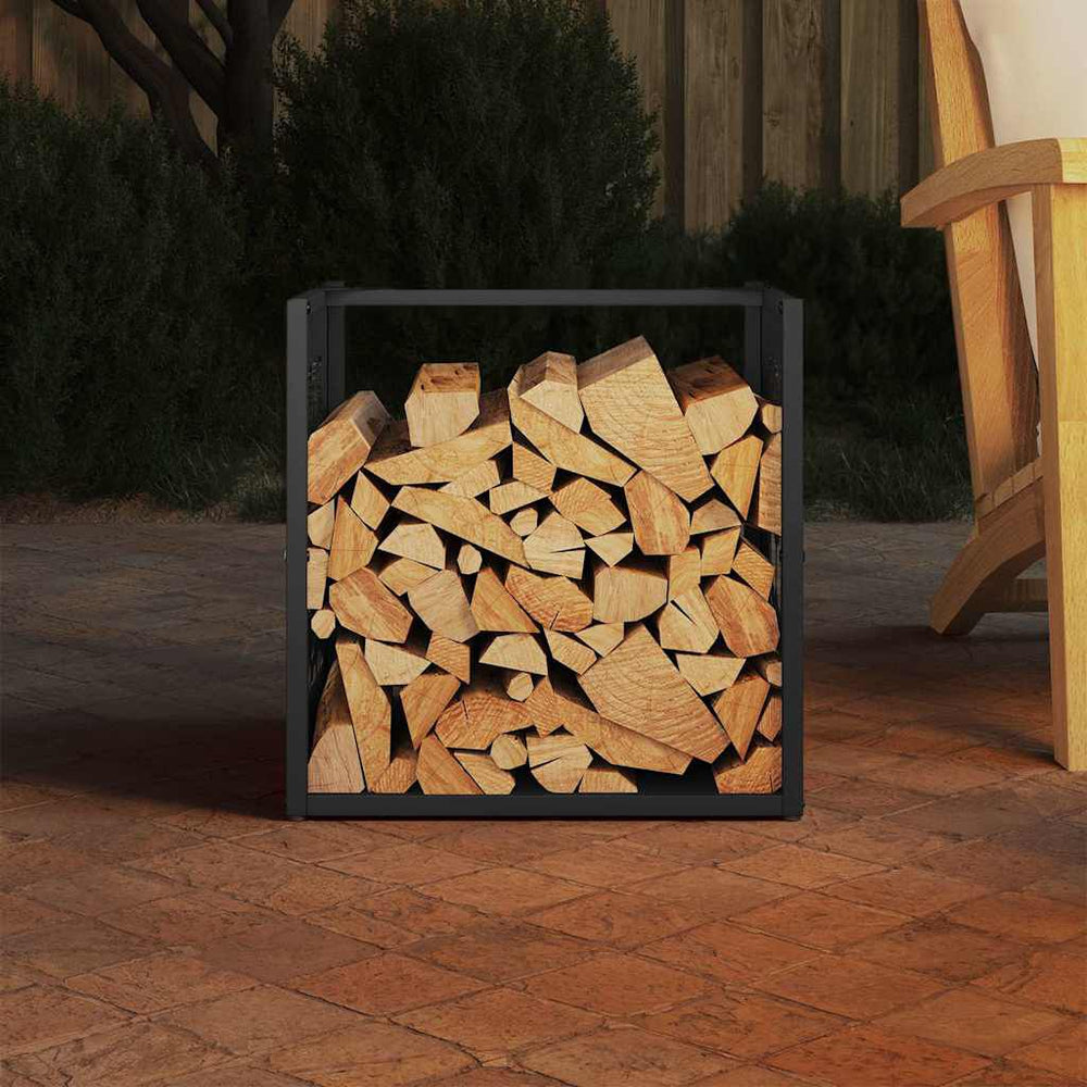 Brennholzregal Schwarz 40 × 40 × 40 cm, Ansicht 3