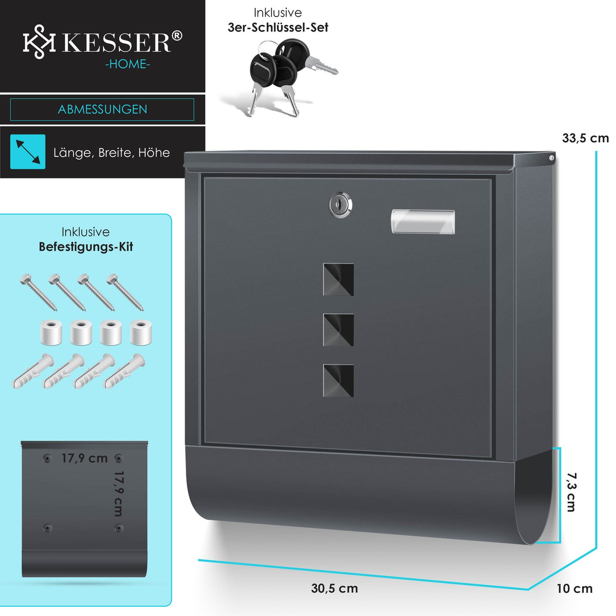 Wandbriefkasten mit Zeitungsfach Edelstahl – Ansicht 4 von 14
