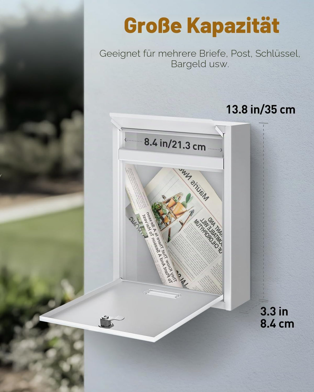 Wandbriefkasten Weiß schmal – Ansicht 6 von 7