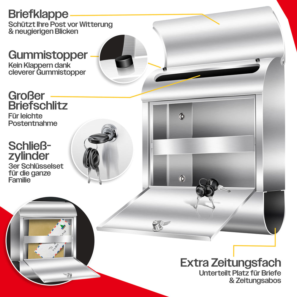 Wandbriefkasten KESSER XXL Edelstahl, Ansicht 19
