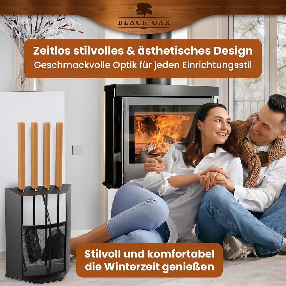 Kaminbesteck 5-teilig Schwarz modern – Ansicht 5 von 7