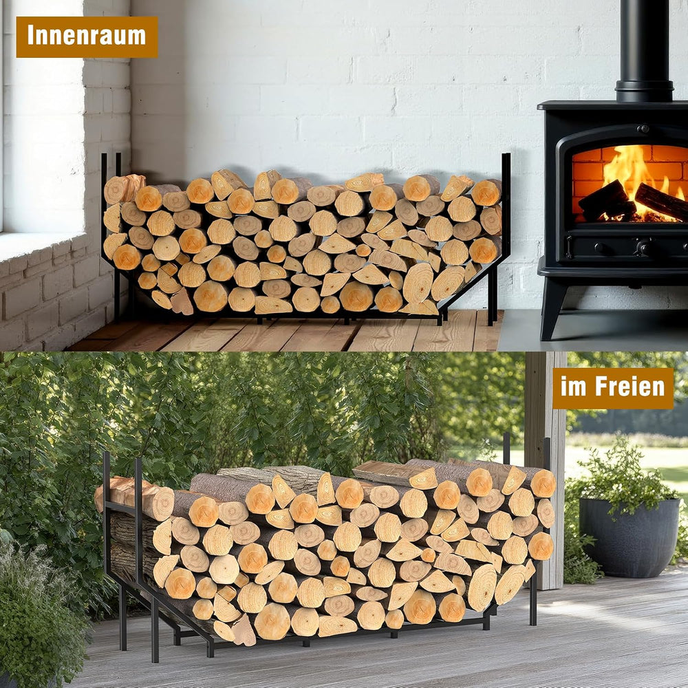 Kaminholzregal außen Metall 180 cm – Ansicht 7 von 8