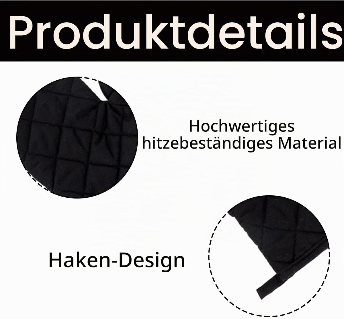 Ofenhandschuhe hitzebeständig Schwarz – Ansicht 3 von 7