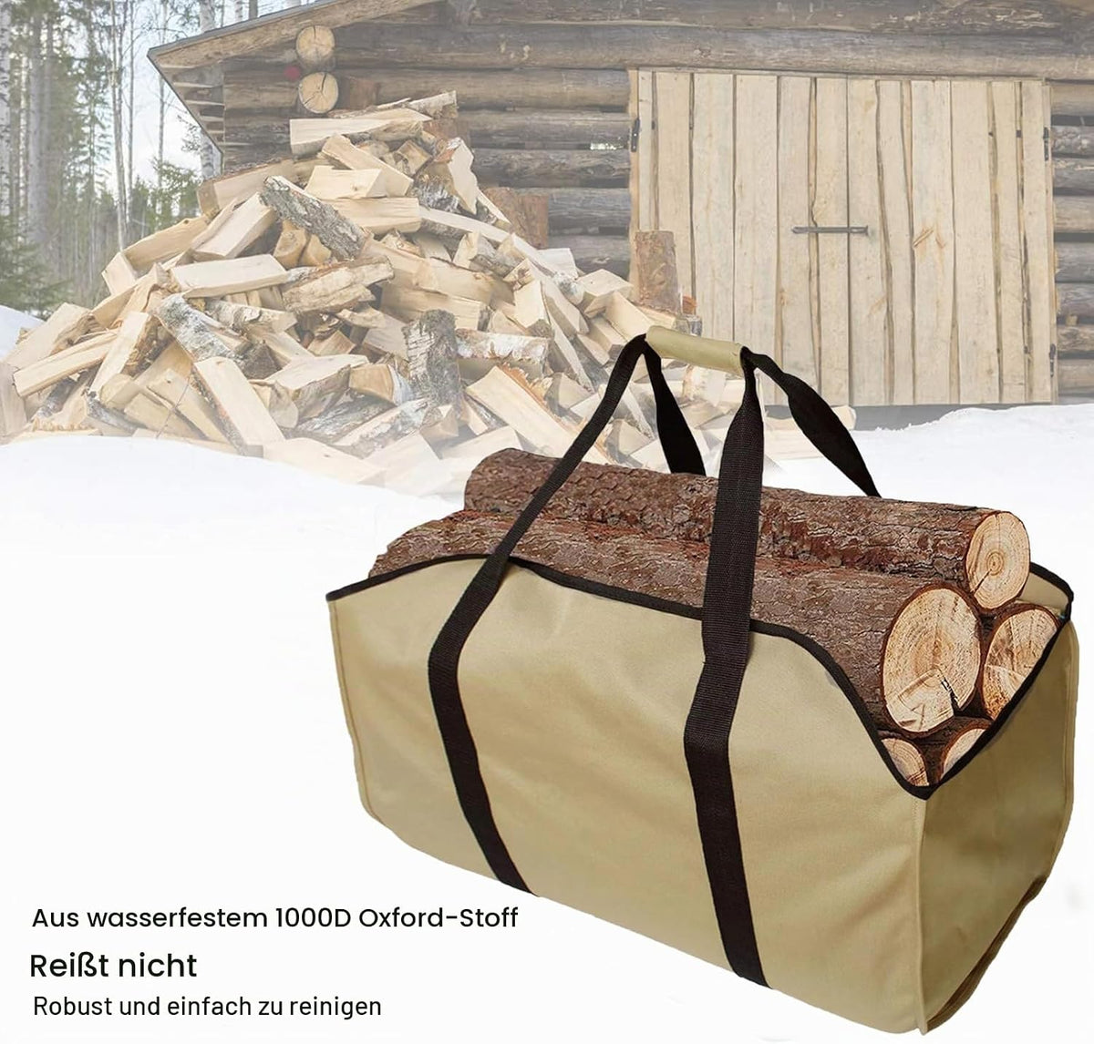 Kaminholztasche groß Khaki – Ansicht 5 von 8
