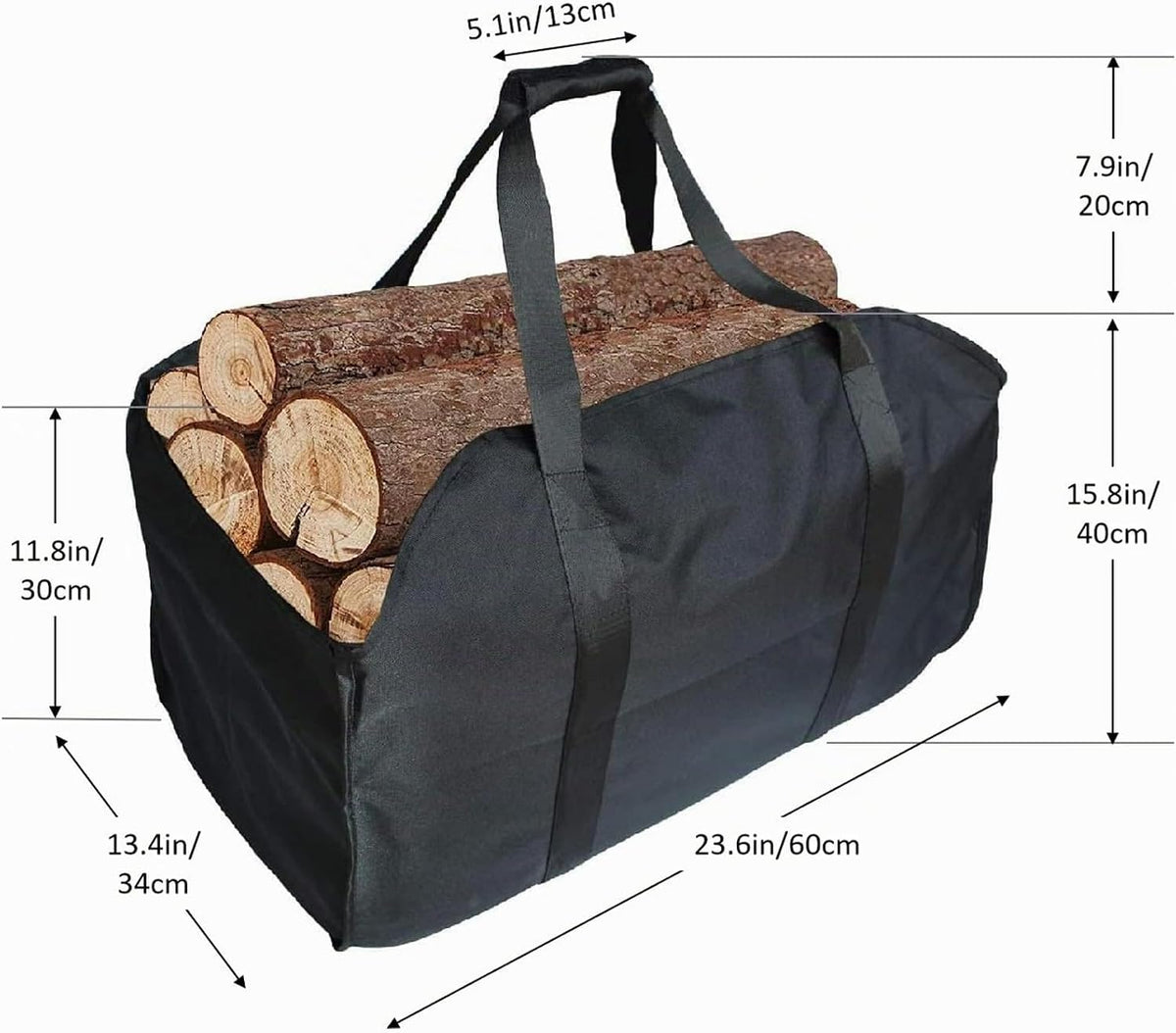 Kaminholztasche groß Schwarz – Ansicht 2 von 8