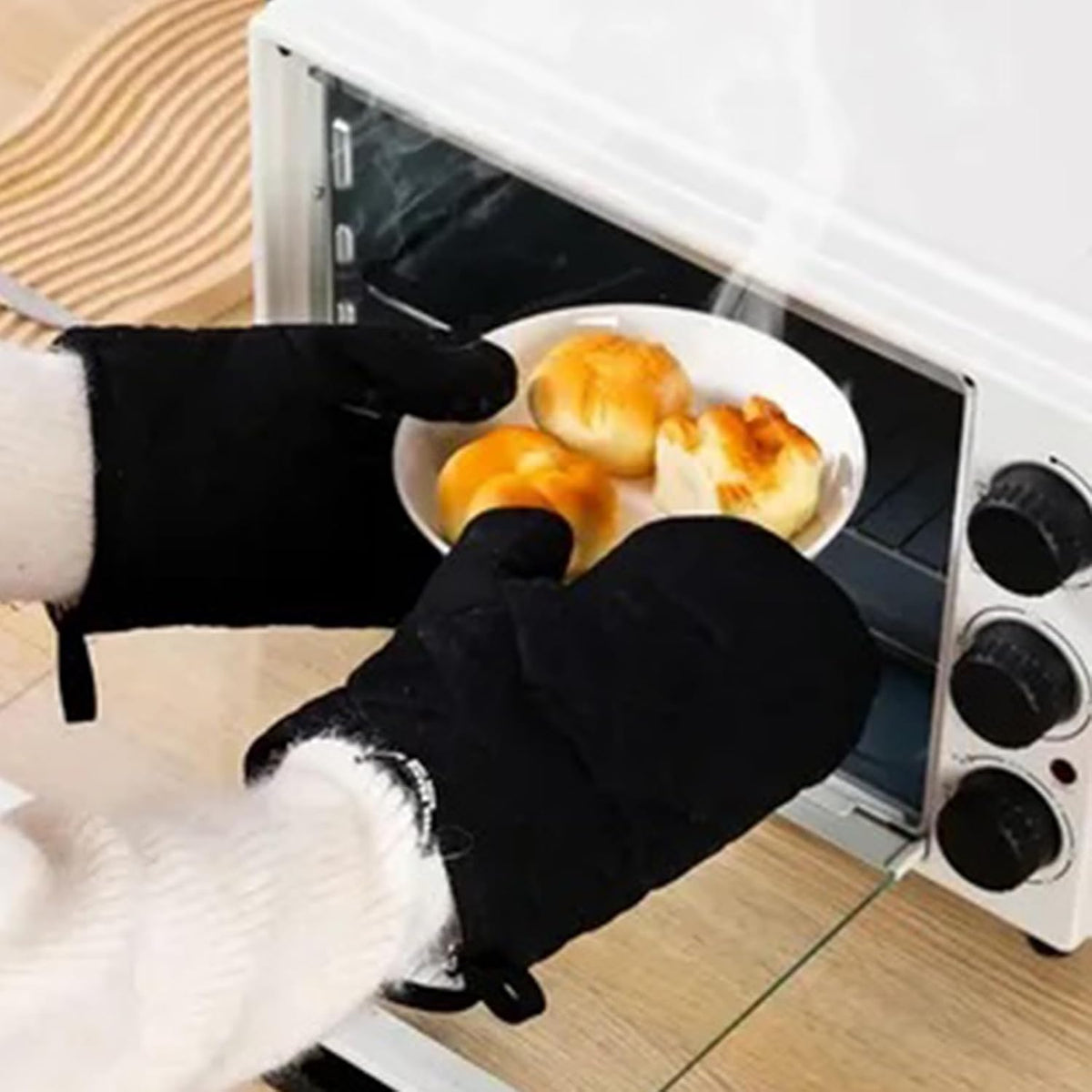 Ofenhandschuhe hitzebeständig Schwarz – Ansicht 4 von 7