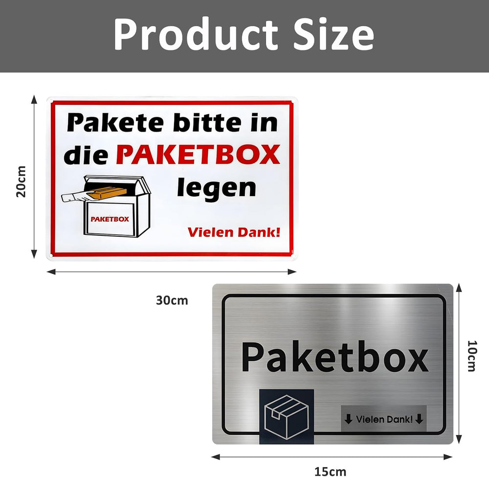 Paketbox-Schild Aluminium 2er-Set – Ansicht 7 von 7