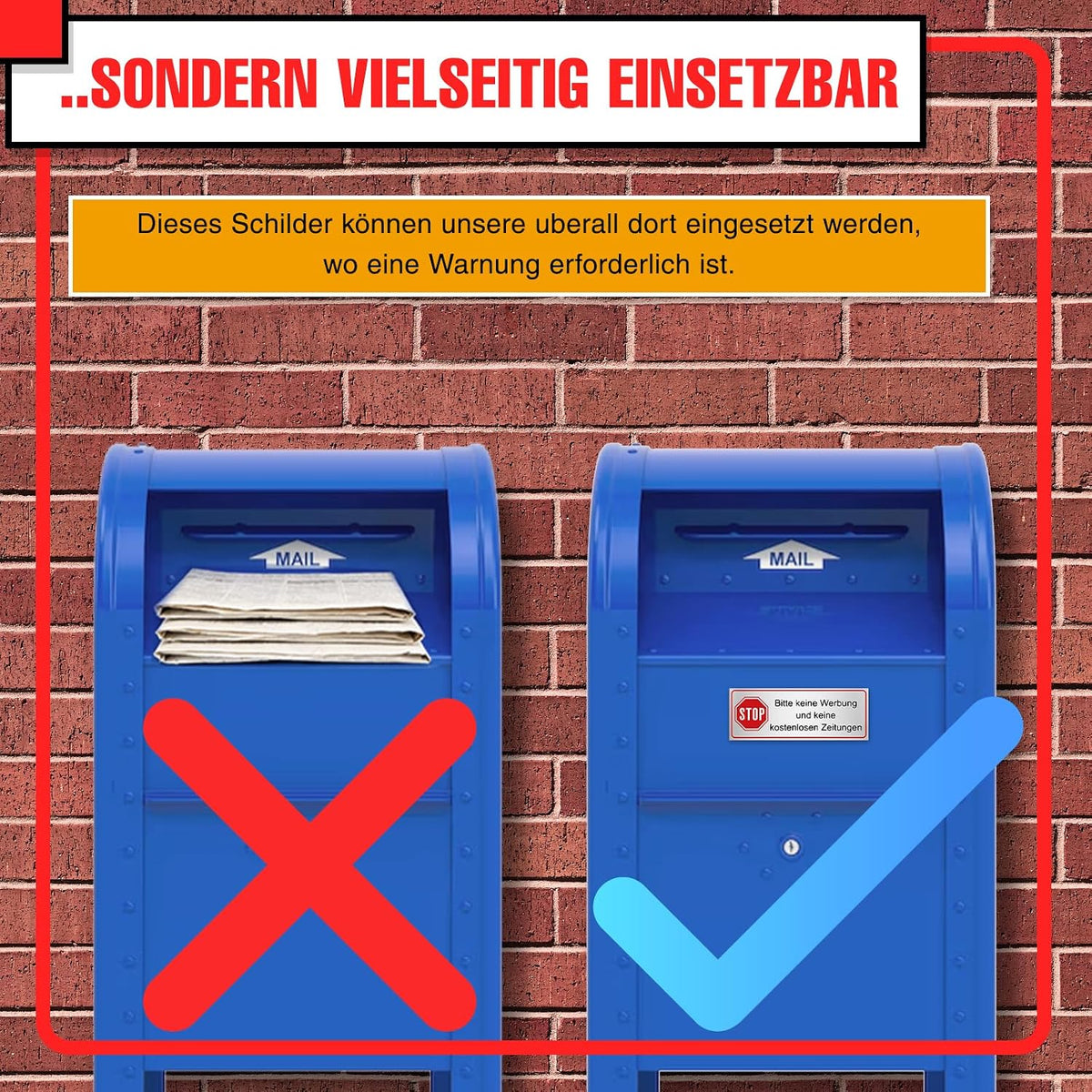 Keine-Werbung-Schild Aluminium 2er-Set, Ansicht 5