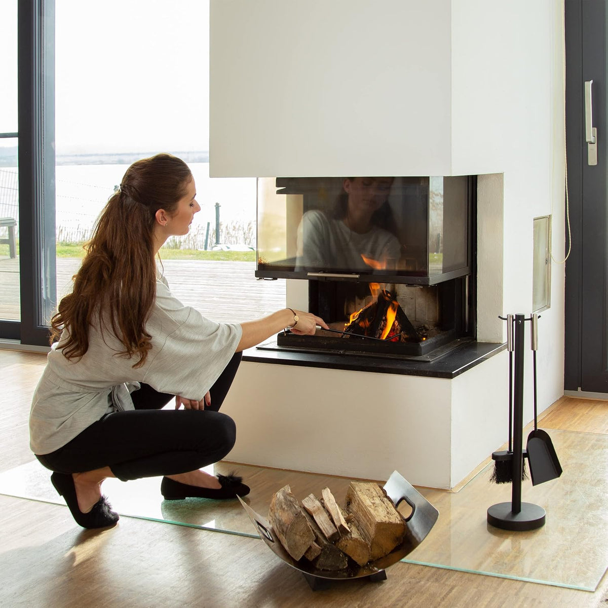 Kaminholzkorb Edelstahl modern – Ansicht 2 von 6