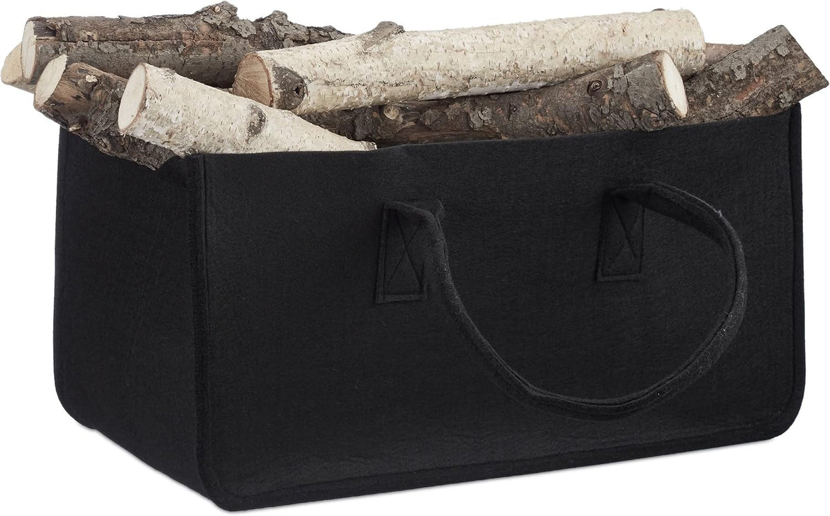 Kaminholztasche Filz 27 Liter Schwarz