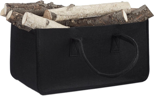 Kaminholztasche Filz 27 Liter Schwarz