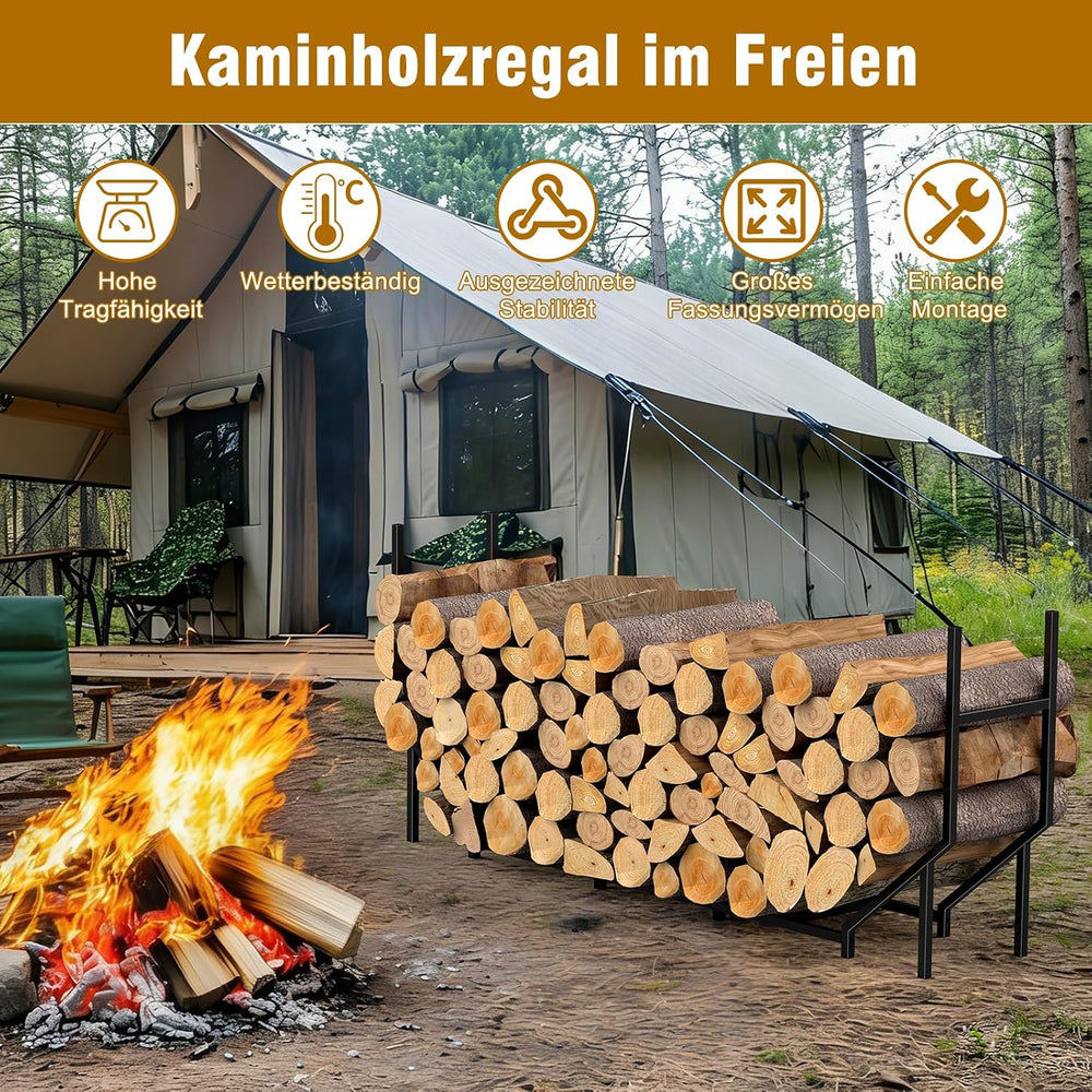 Kaminholzregal außen Metall 180 cm – Ansicht 5 von 8