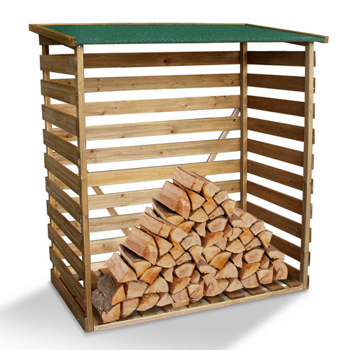 Kaminholzregal Holz mit Rückwand