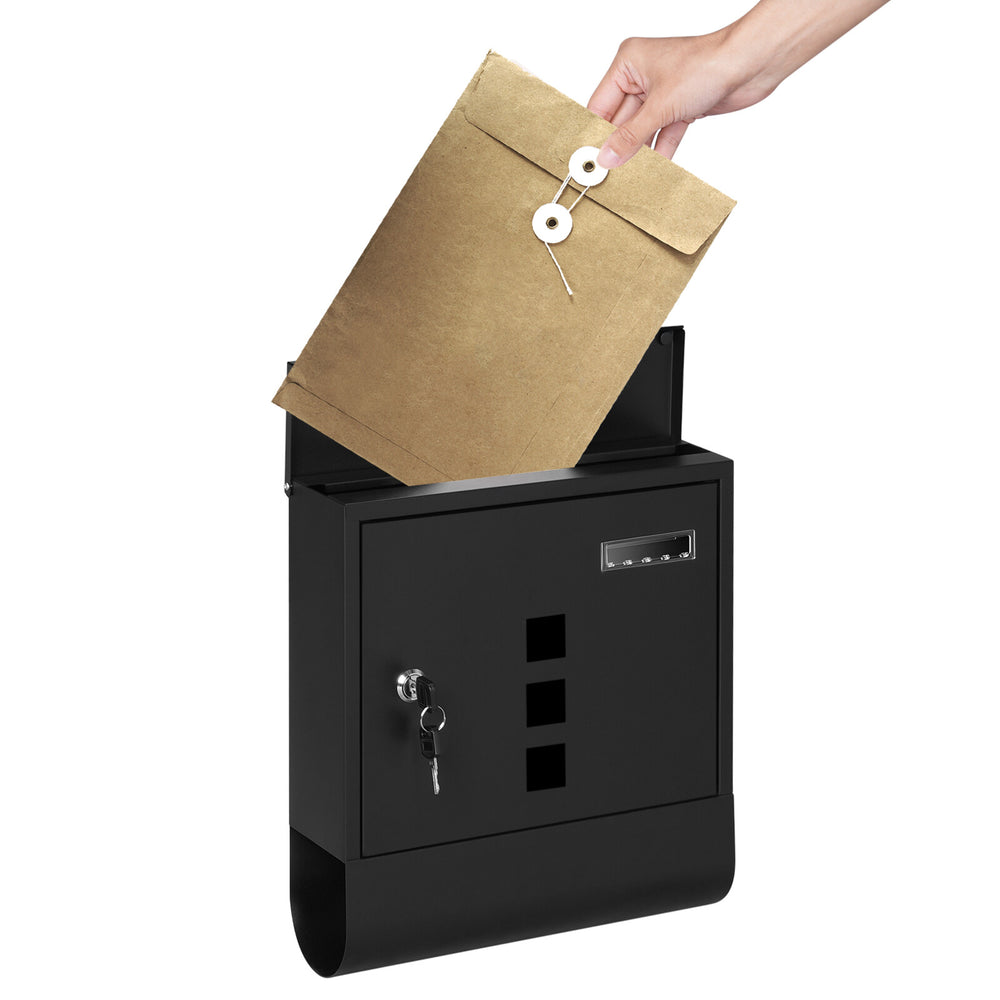 Wandbriefkasten Schwarz mit Zeitungsfach und Namensschild – Ansicht 2 von 11