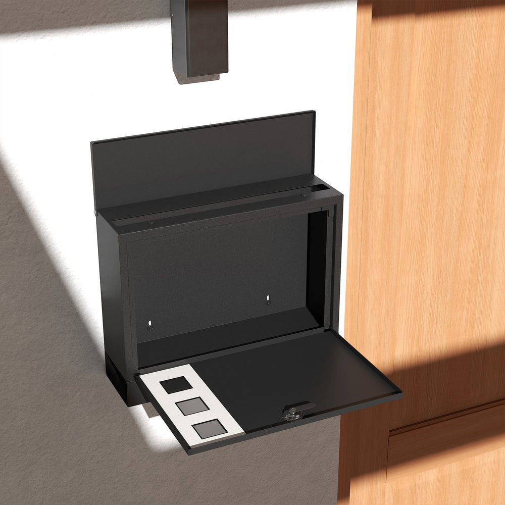 Briefkasten Mit Zeitungsfach, Postkasten Aus Metall Mit 2 Schlüssel, Schwarz