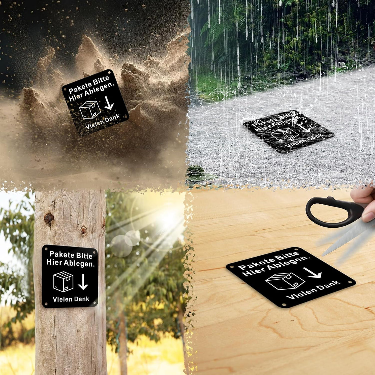 Paketbox-Schild Aluminium 10 × 10 cm – Ansicht 4 von 9