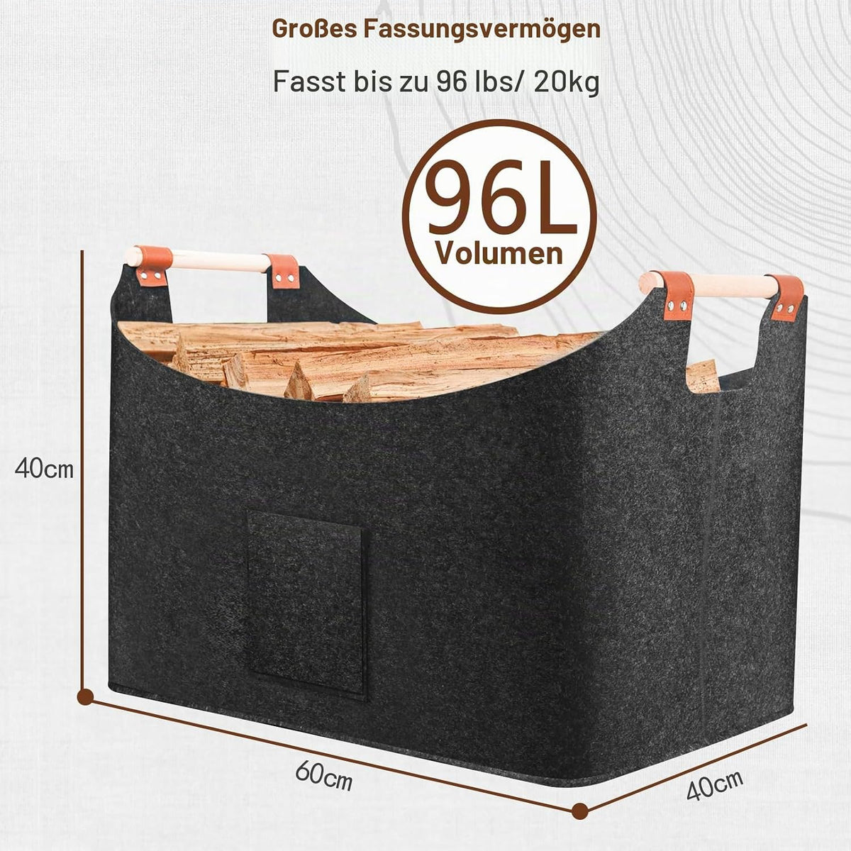 Kaminholztasche Filz 96 Liter – Ansicht 2 von 7