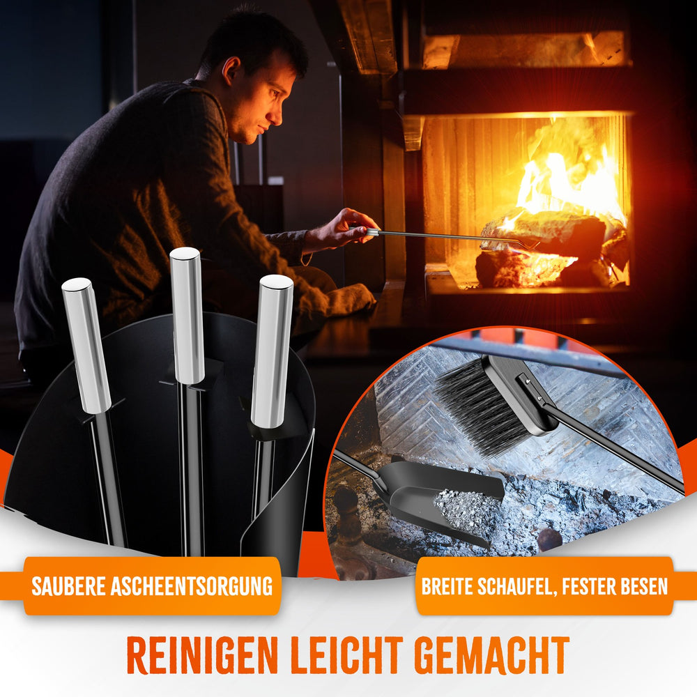 Kaminbesteck 4-teilig mit Ständer – Ansicht 7 von 8