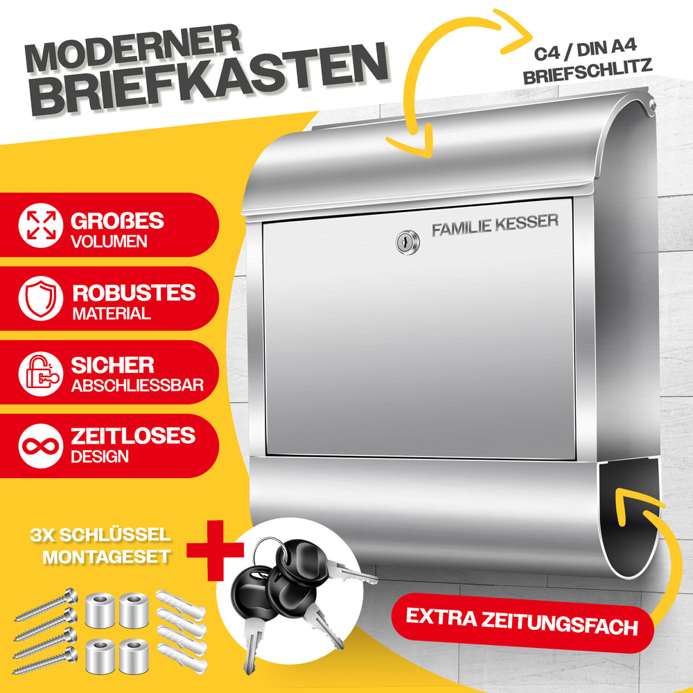 Wandbriefkasten KESSER XXL Edelstahl, Ansicht 18