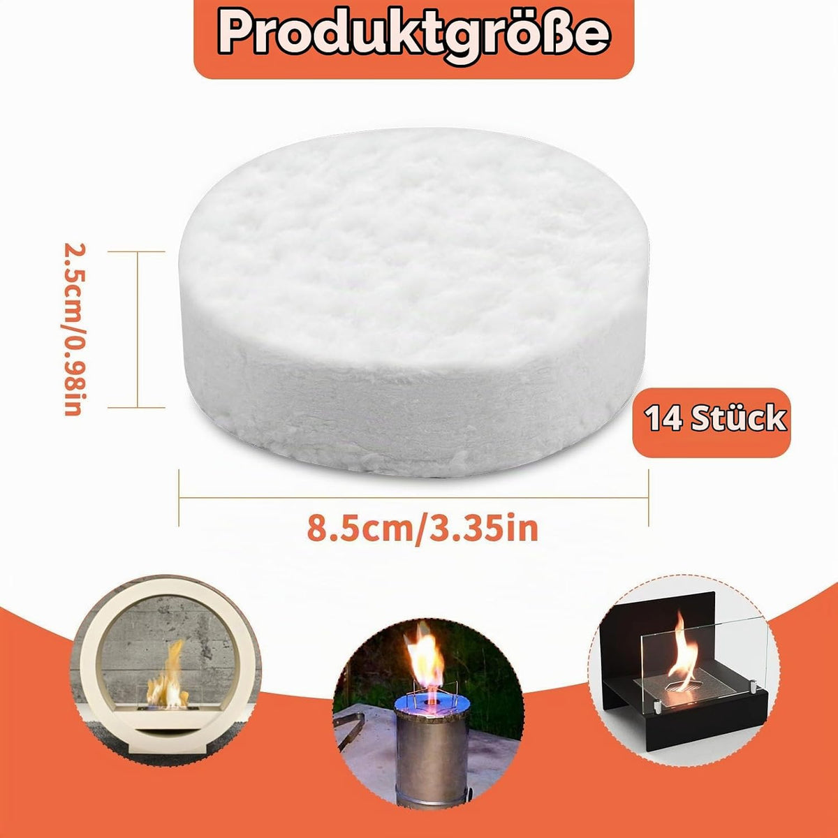 Keramikwolle Bioethanol 14 Stück, Ansicht 2