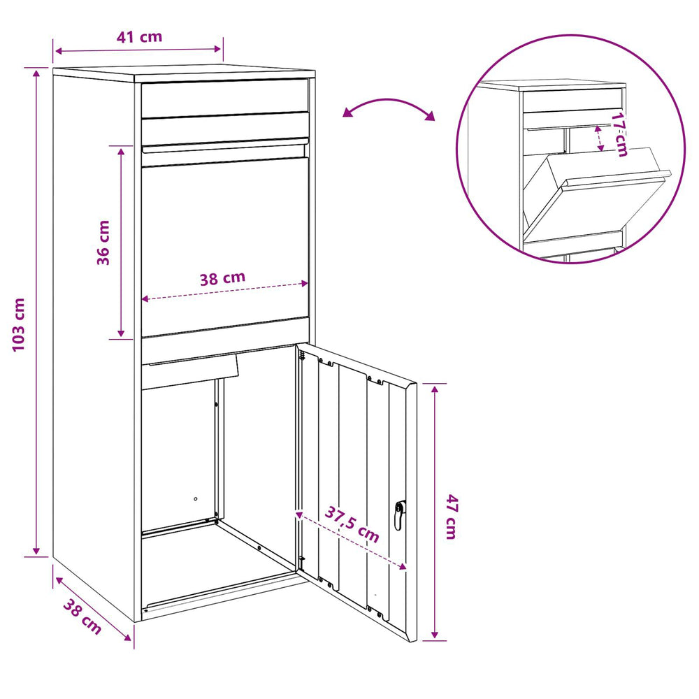 Paketbriefkasten Silber 103 cm, Ansicht 14