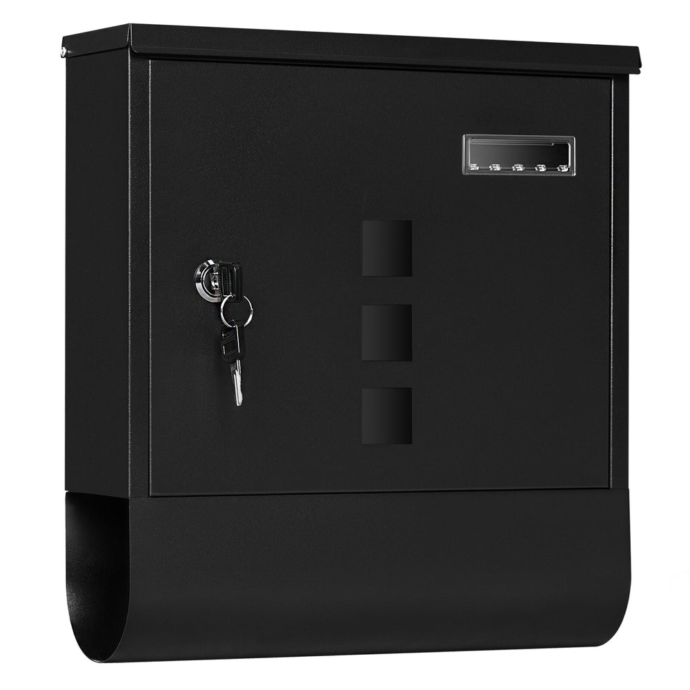 Wandbriefkasten Schwarz mit Zeitungsfach und Namensschild – Ansicht 11 von 11