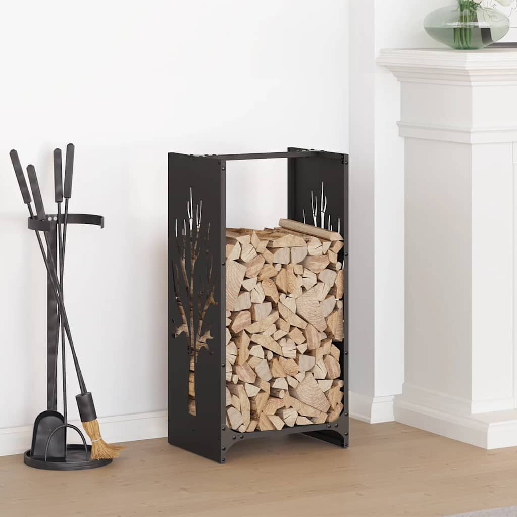 Brennholzregal Schwarz 40 × 30 × 80 cm, Ansicht 2